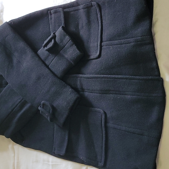 EUC Banana Republic Black Wool Duffle Coat Jacket - Picture 4 of 9